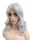 Elegante synthetische Perücke in Platinblond mit welligem Haar (Lace Part)DLP044