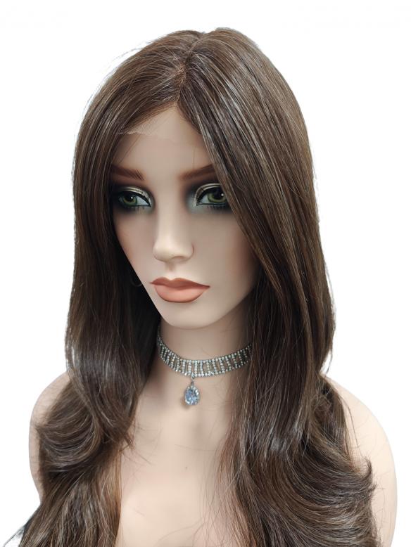 Sehr lange synthetische Perücke in Zimtbraun (Lace Part) DLP018