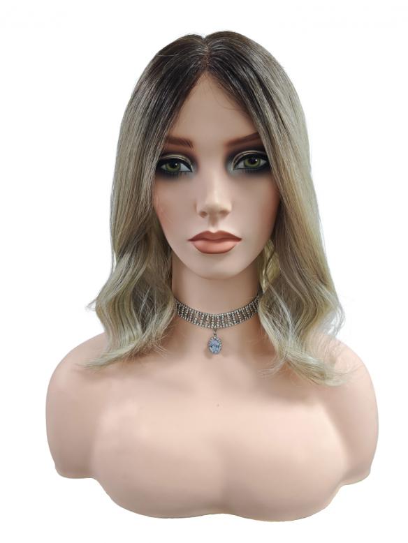 Synthetische Perücke mit dunklem Ansatz und blonden Wellen (Lace Part) DLP001