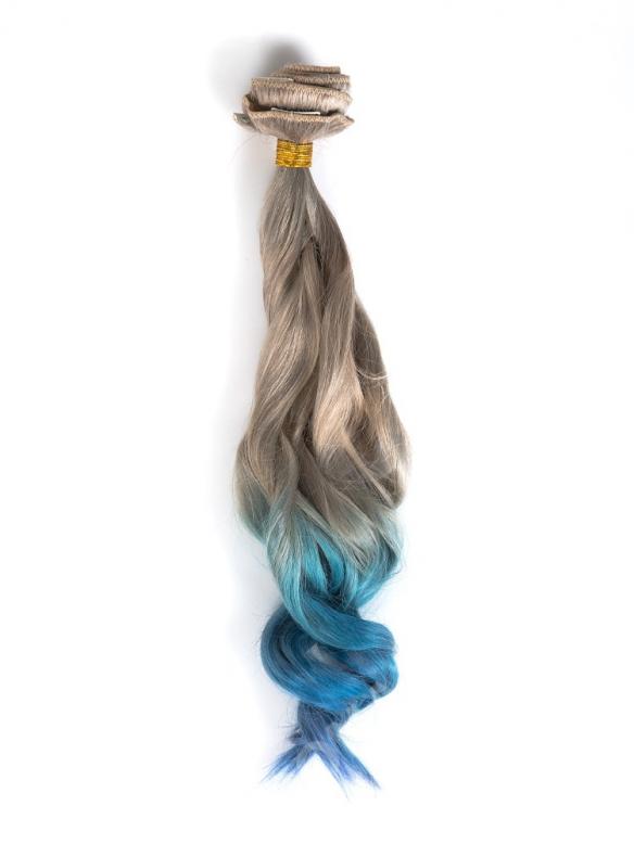 Helles Aschenbraun nach Blau Bunte Clip In Hair Extensions CD017