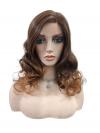 Braune Kunsthaarperücke mit Linksscheitel – Stark lockige synthetische Perücke (Lace Front) DLP067