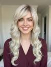 Blond Ombre Kunsthaarperücke mit Pony – Natürlich, Stilvoll & Synthetisch (Basic Cap) DBK022
