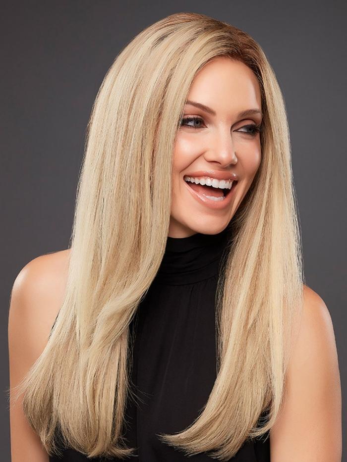 Balayage Blond Lang Glatte Echthaar Perücke HH126