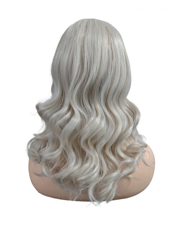 Elegante synthetische Perücke in Platinblond mit welligem Haar (Lace Part)DLP044