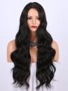 Schwarze Lange Wellige Synthetische Lace Front Perücke SNY180