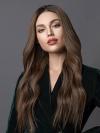 Braune Lange Wellige Full Lace Echthaar Perücke FLW040
