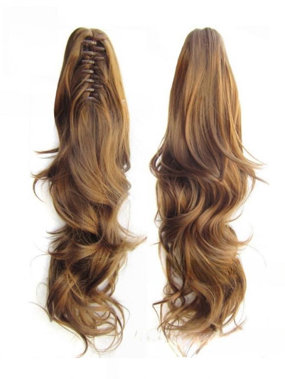 55cm-Ponytail-Haarteil mit Haarkralle – Lockiger Look zum Einklemmen HE004