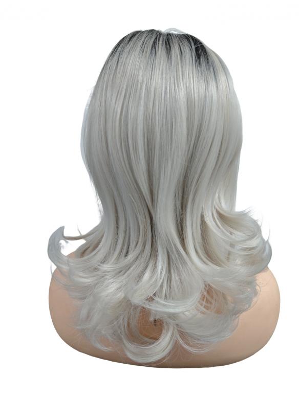 Linker Scheitel syntetische Perücke in Weißblond (Lace Part) DLP047
