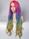 Regenbogen Mermaid bunte Lace Front Echthaar Perücke HH041