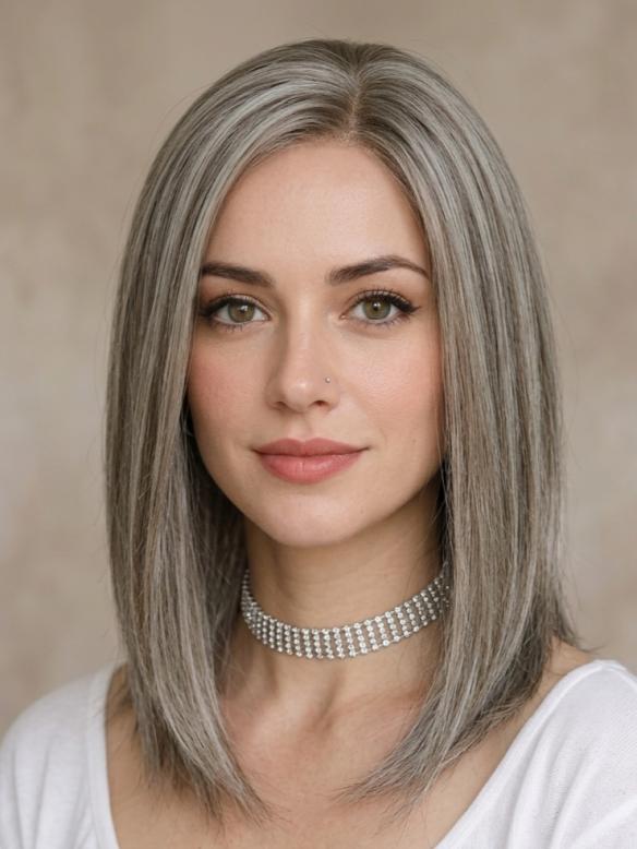 Kunsthaarperücke – Weißblond mit hellbraunem Grund (Lace Front) DLP027