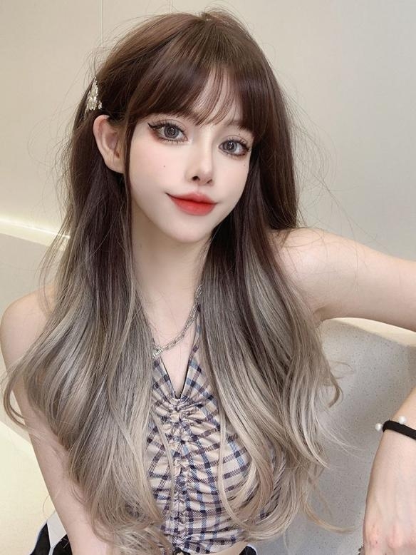 Braun nach Blonde Sythetische Gewebted Netzkappe Perücke LG839