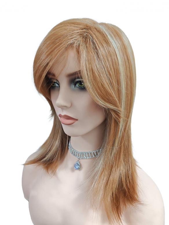 Elegante Kunsthaarperücke in Kupferrot mit Pony (Standard Kappe) DBK007