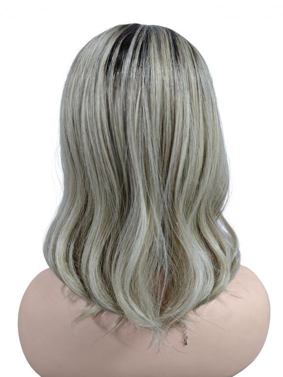 Synthetische Perücke mit dunklem Ansatz und blonden Wellen (Lace Part) DLP001