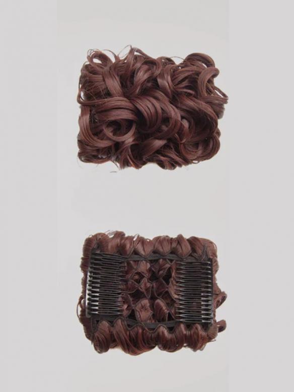 Kurzes Lockiges Dutt Haarteil Messy Bun Look HE005