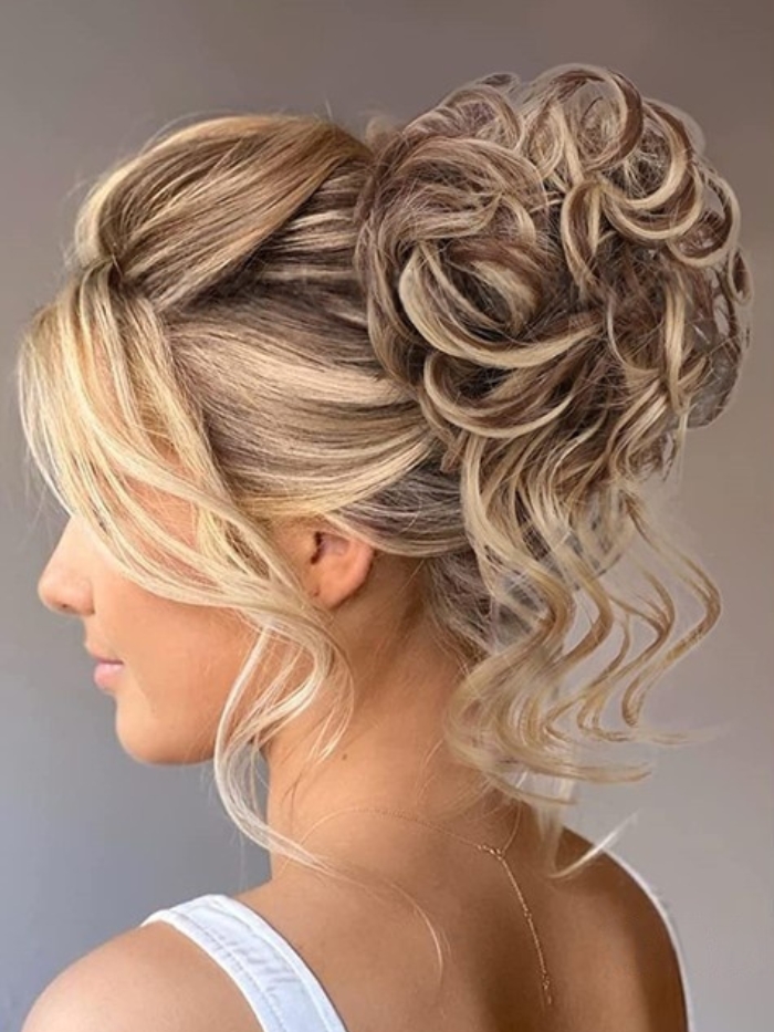  Lockiges Dutt-Haarteil mit Haarkralle – Voluminöser Messy Bun Look HD001
