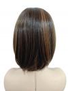 Elegante mittelbraune mit goldenen Strähnen Synthetische Perücke (MONO TOP) DMT005