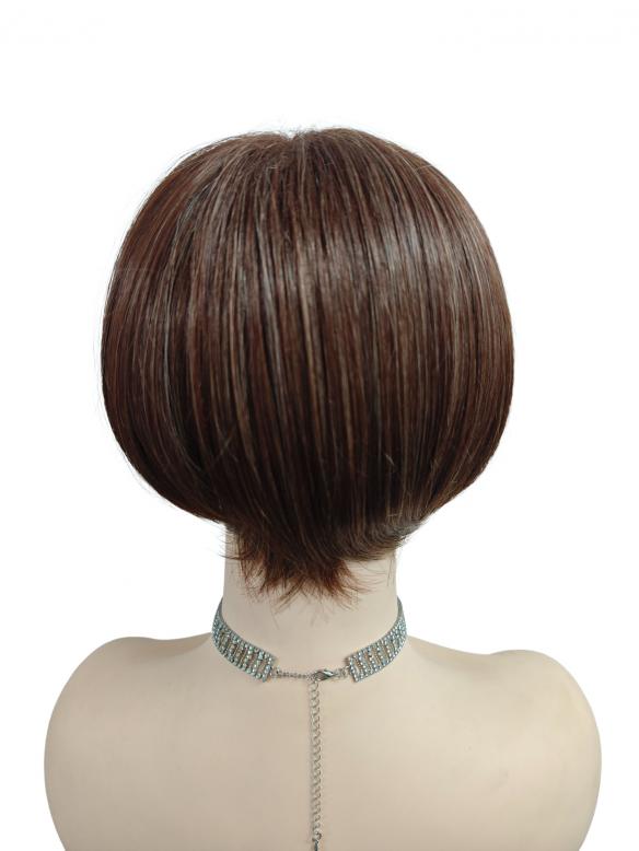 Mittellichtes Kastanienbraun-Ingwerblond Synthetische Perücke (Basis Kappe) DBK013