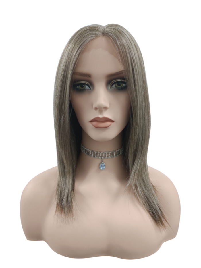 Synthetische Perücke in silbergrau und hellblond (Lace Part) DLP027