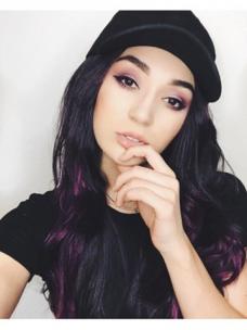 Schwarz-Ombre-Lila Hüftlänge glatte Synthetische Lace Front Perücke-SNY021