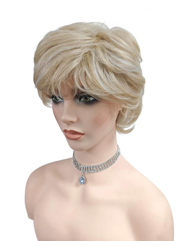 Modische synthetische Perücke in blond mit gewellten gemischten Lagen (Basis Kappe) DBK006