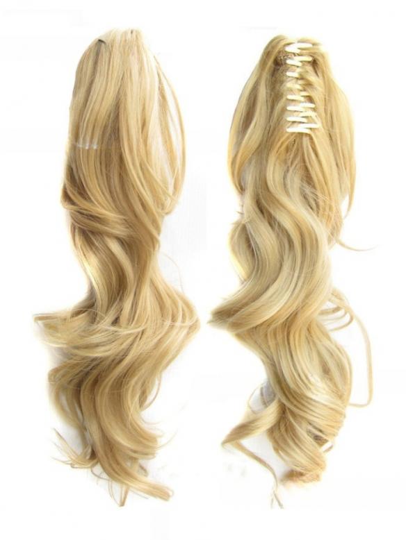 55cm-Ponytail-Haarteil mit Haarkralle – Lockiger Look zum Einklemmen HE004