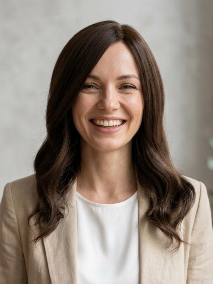 Mittelbraune Kunsthaarperücke – Welliges Stufenschnitt mit natürlichem Volumen (Lace Front) DLP023