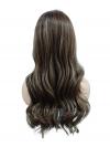 Lange wellige synthetische Perücke in Braun mit honigblonden Highlights (Lace Part) DLP015