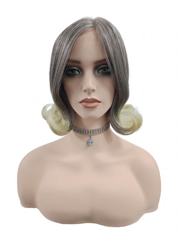 Kastanienblond mit hellblonden Spitzen wellige Synthetische Perücke(Lace Part) DBK037