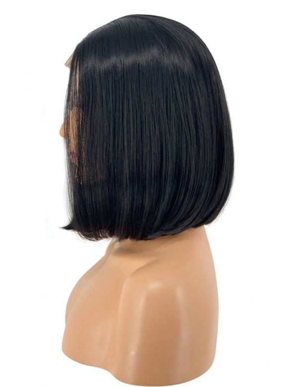 Schwarze Glatte Bob Synthetische Lace Front Perücke SNY143