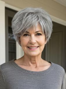 Kurz geschnittene Kunsthaarperücke in Gemischtem Silberweiß und Perlplatinblond (Basic Cap) DBK010