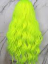 Neongrün Lange Wellige Synthetische Lace Front Perücke SNY300