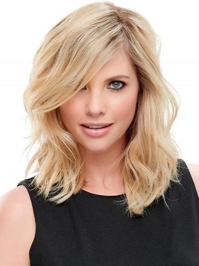 Blond Balayage Kurz Wellig Echthaar Perücke HH129