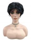 Schwarze synthetische Perücke mit silberfarbenen Strähnen (Basis Kappe) DBK002