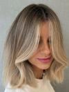 Luxuriöse Braun Blond Balayage Bob Perücke Zeitlos Elegant 100% Echthaar EH063