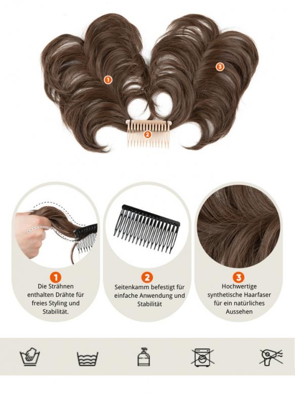 Haarteil im Messy-Bun-Stil mit Seitenkamm – zum Einklippen HE011