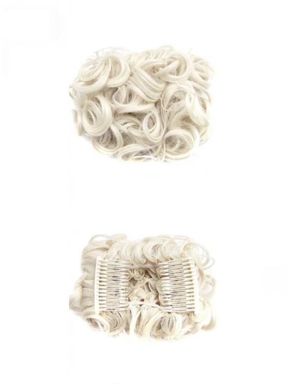 Kurzes Lockiges Dutt Haarteil Messy Bun Look HE005