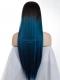 Schwarz Ombre Blau Lange Synthetische Lace Front Perücke SNY080