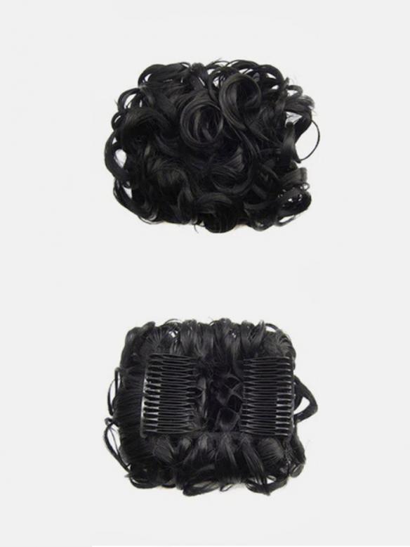 Kurzes Lockiges Dutt Haarteil Messy Bun Look HE005