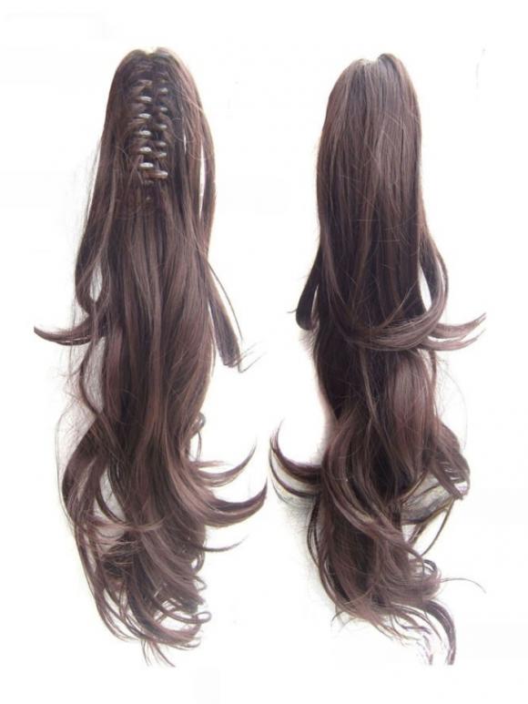 55cm-Ponytail-Haarteil mit Haarkralle – Lockiger Look zum Einklemmen HE004