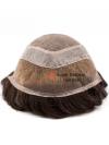 Schwarz Lace-Front & Mono-Top 100% Echthaar Atmungsaktive Toupee DTP003