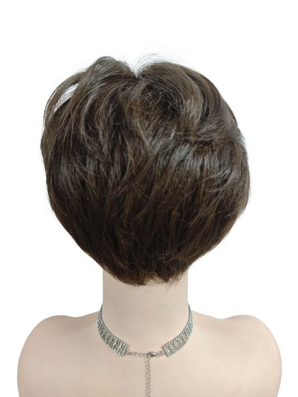 Warme Braune Pixie Synthetische Perücke (MONO TOP) DMT003