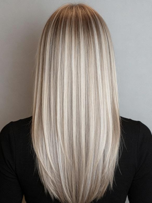 Glatte Echthaar Perücke in Blond mit dunkelem Haaransatz EH034