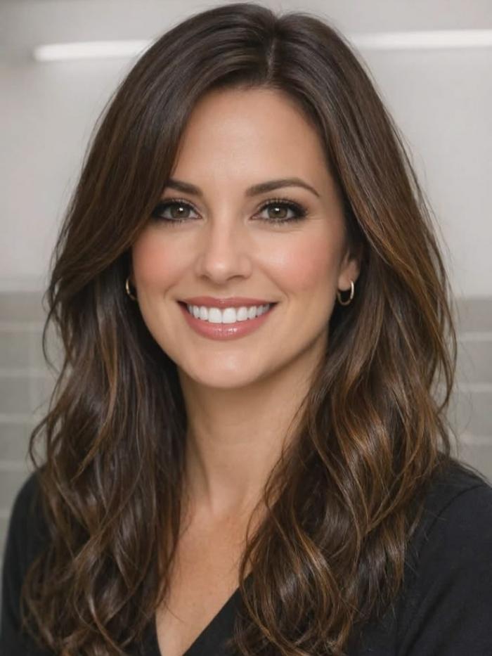 Warmbraune Wellen Perücke mit natürlichen Highlights – Alltagstauglich & edel EH044