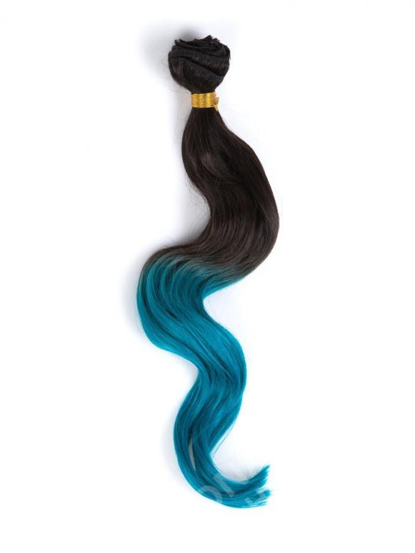 Schwarz nach Blau-Farbeband Bunte Ombre Clip In Hair Extensions CD015