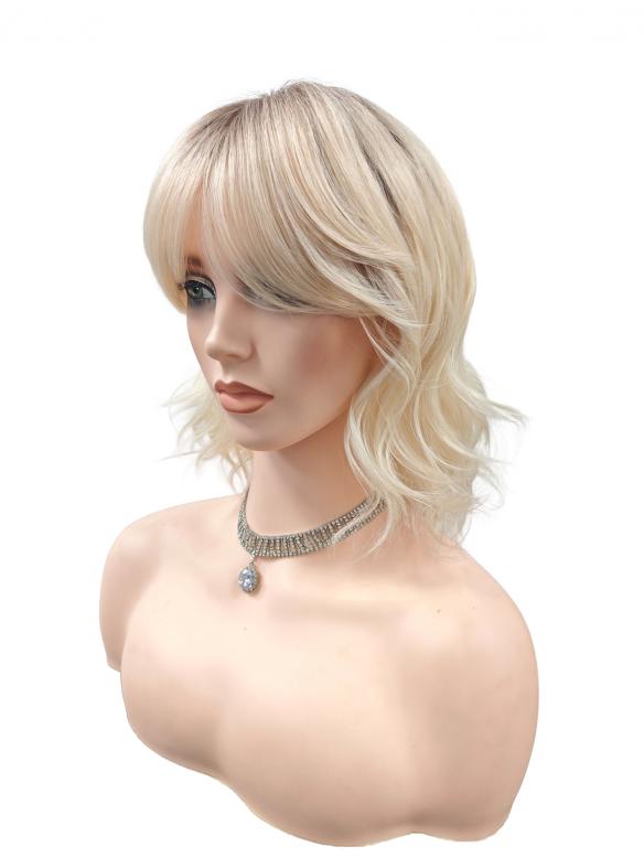 Bob Kunsthaart Perücke in Weißblond mit Pony DLP069
