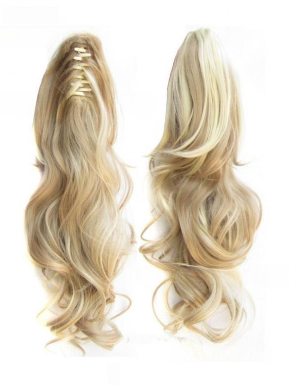 55cm-Ponytail-Haarteil mit Haarkralle – Lockiger Look zum Einklemmen HE004