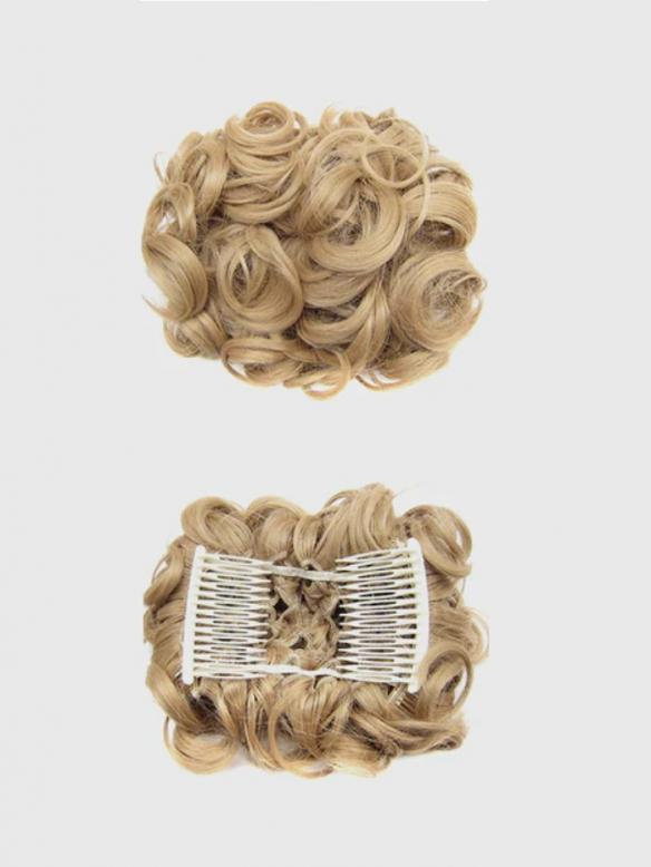 Kurzes Lockiges Dutt Haarteil Messy Bun Look HE005