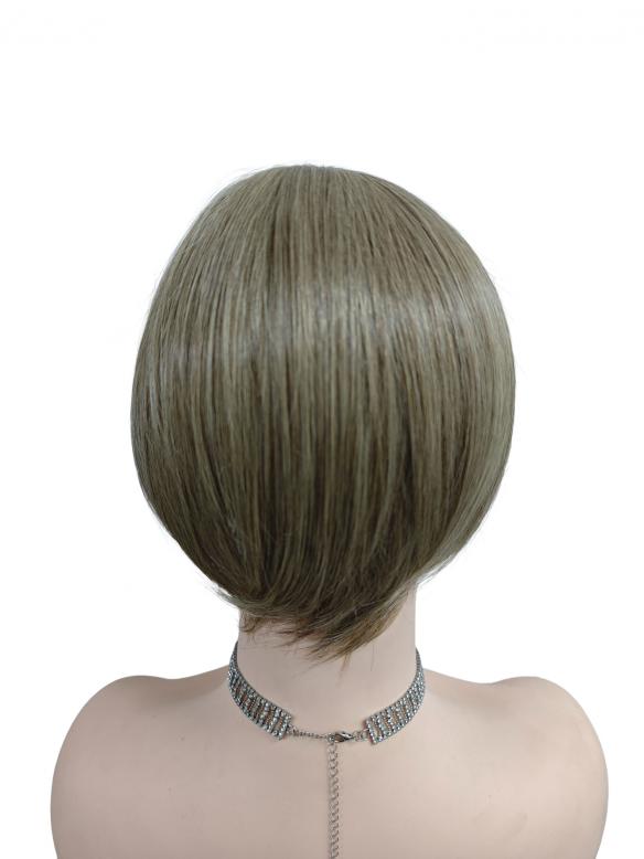 Aschblonde Bubikopf Synthetische Perücke (MONO TOP) DMT006