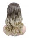 Elegante Ombre-Perücke in Aschbraun zu Blond mit weichen Wellen (Lace Part) DLP043