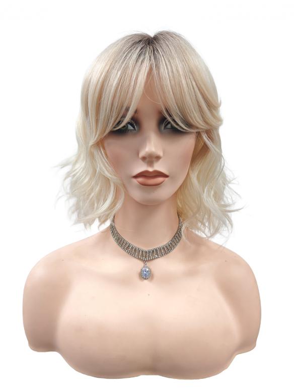 Bob Kunsthaart Perücke in Weißblond mit Pony DLP069